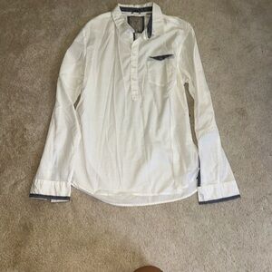 Guess White  Casual Button Down Shirt With Stripe Detail